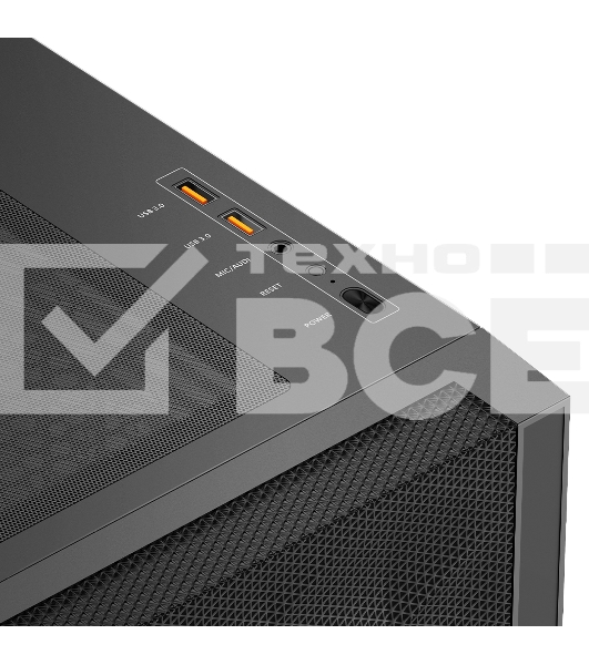 Корпус без блока питания PCCooler C3D510 BK, Mesh Mid Tower, черный, TG, 0.7 SPCC, no fans E-ATX, ATX, mATX, mITX 170/390/205mm 2x2.5