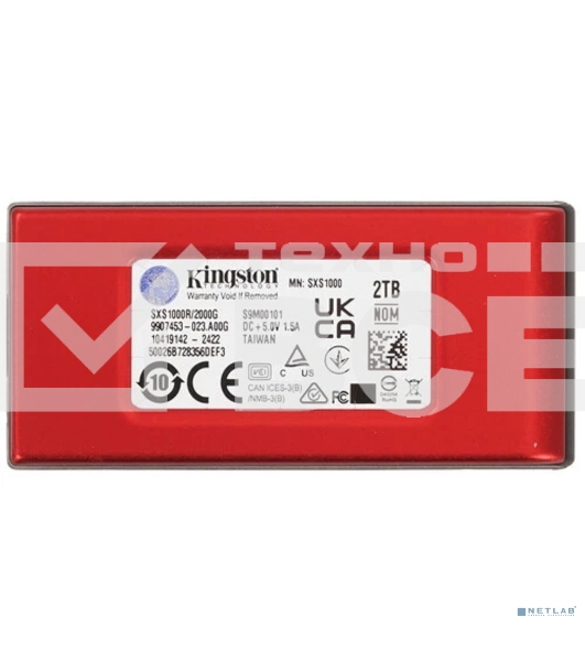 Твердотельный накопитель Kingston External SSD XS1000, 2000GB, Type-C/A, USB 3.2 Gen 2, R/W 1050/1000MB/s, 70x33x14mm, 29g., Red (5 лет)