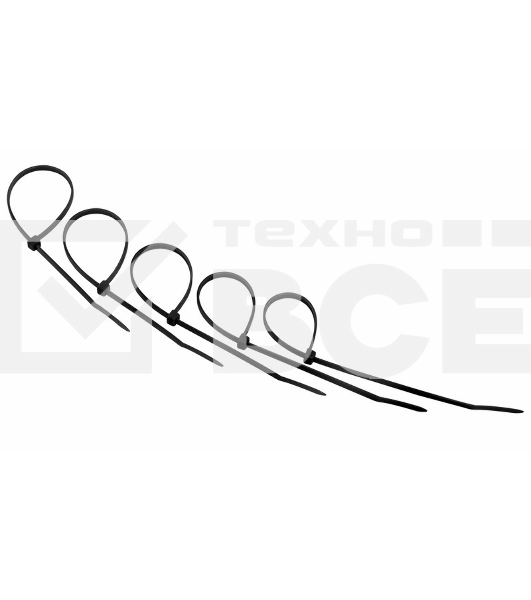 Хомут-стяжкa нeйлонoвая Rexant 200x3,6 мм, черная, упаковка 25 шт.