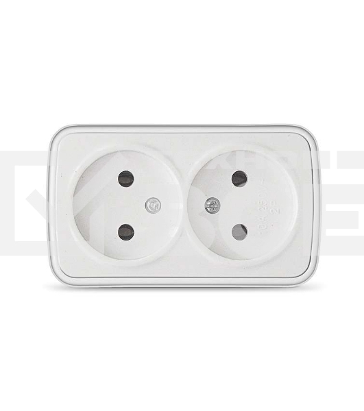 Розетка 2-м ОП Электра 16А IP20 без заземл. бел. Союз 0024