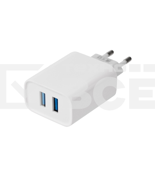 Сетевое зарядное устройство Rexant 2 x USB, 5V, 2.4 A, белое