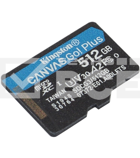 Флеш карта Kingston microSD 512GB microSDXC Class 10 UHS-I U3 V30 Canvas Go Plus 170MB/s