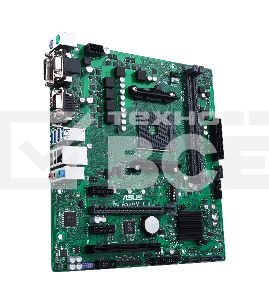 Материнская плата ASUS Pro A520M-C II/CSM, AM4, AMD A520, 2xDDR4, 4xSATA, 1xM.2, 1xPCI-E 3.0 x16, 2xPCI-E x1, 1xDVI-D, 1xDP, 1xHDMI, 1xVGA, 1x 1Gb LAN, 2xUSB-A 2.0, 4xUSB-A 3.2 Gen 1, 3x3.5 мм, Micro-ATX