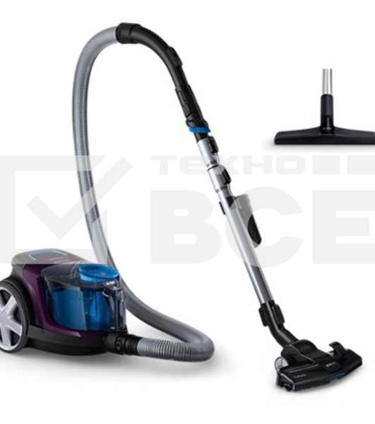 Пылесос Philips FC9333/09 фиолетовый, 750/900 Вт, уборка сухая, пылесборник контейнер, 1.5 л