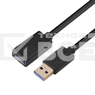 Кабель GoPower удлинитель USB3.0 (m)-USB (f) 0.5м ПВХ черный Premium Zip-Lock c подвесом (1/250)