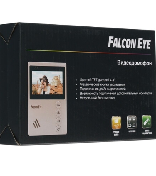 Видеодомофон Falcon Eye VISTA цветной, подключение 2-х вызывных панелей, без трубки (Hands Free), управление электрозамком, цвет корпуса: белый, нап