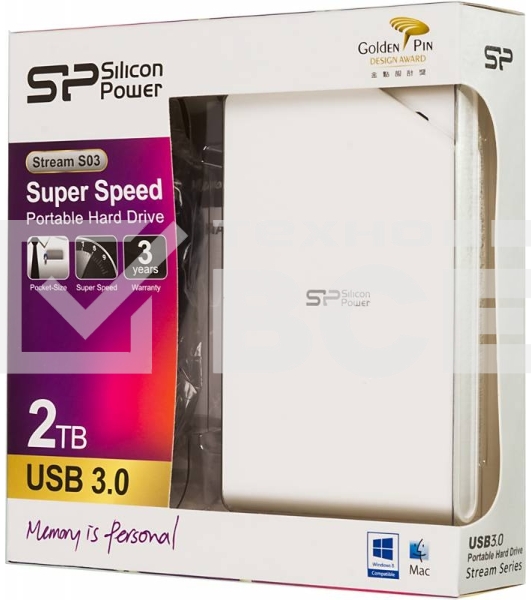 Внешний жесткий диск Silicon Power USB 3.0 2Tb S03 SP020TBPHDS03S3W Stream 2.5