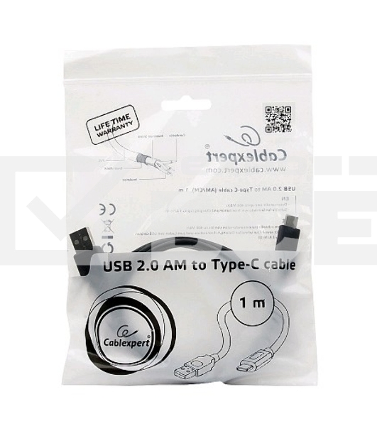 Кабель USB Cablexpert CCP-USB2-AMCM-1M, USB2.0 AM/ USB3.1 Type-C, 1м, пакет