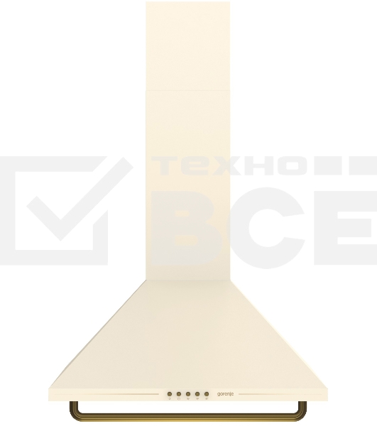 Вытяжка Gorenje WHC63CLI ширина 60 см, 650 м3/ч, Отвод воздуха и рециркуляция, цвет: слоновая кость