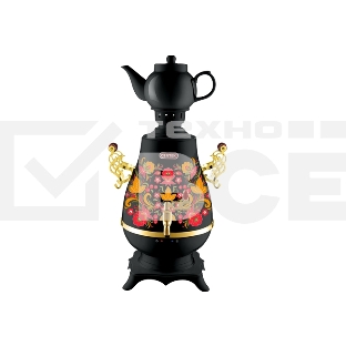 Самовар Centek CT-0092 B (черн+рисунок+золото), 4.0л, 2300Вт, поддерж.t + LED индикатор, керам зав