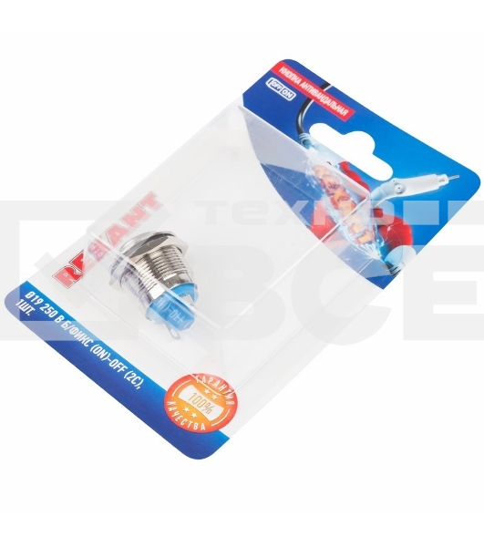 Кнопка антивандальная Rexant Ø19 Б/Фикс (2с) (ON)-OFF выпуклая (PBS-28В-4) (в упак. 1шт.)