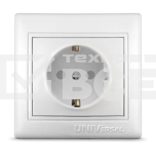 Розетка 1-м СП Севиль 16А IP32 с заземл. защ. шторки бел. UNIVersal С0049