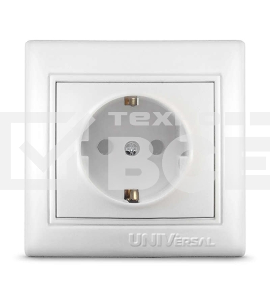 Розетка 1-м СП Севиль 16А IP32 с заземл. защ. шторки бел. UNIVersal С0049