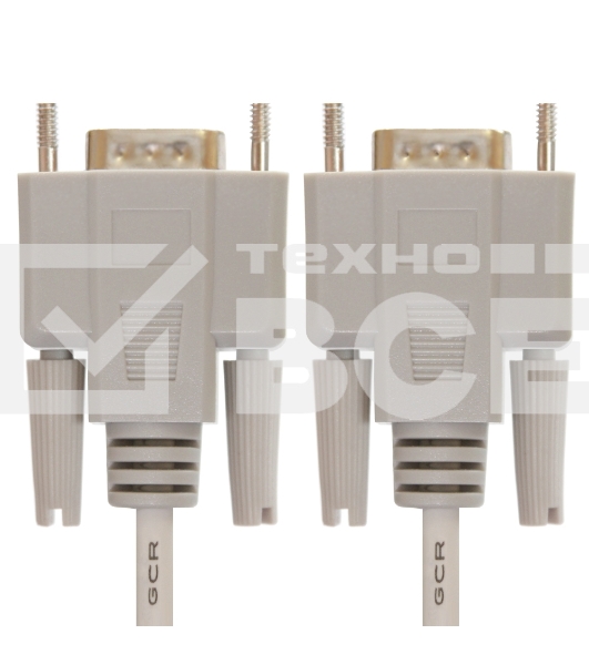 Кабель Greenconnect 1.5m 0-модемный COM RS-232 линковочный, DB9/DB9 9M/9M, серый, 30 AWG, GCR-50657