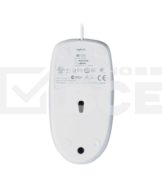 Мышь проводная Logitech M100 белый, 1000 dpi, USB, кнопки - 3