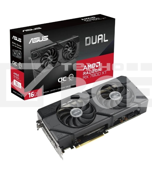Видеокарта Asus DUAL-RX7800XT-O16G RX7800XT,HDMI*1,DP*3,16G,D6