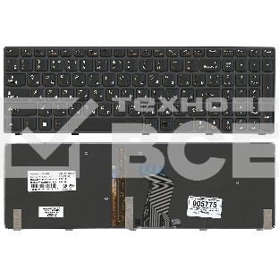 Клавиатура для ноутбука Lenovo IdeaPad Y580 черная с черной рамкой с подсветкой