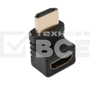 Переходник GoPower HDMI (m)-HDMI (f) угловой 4K 60Hz черный в пакете (1/500)