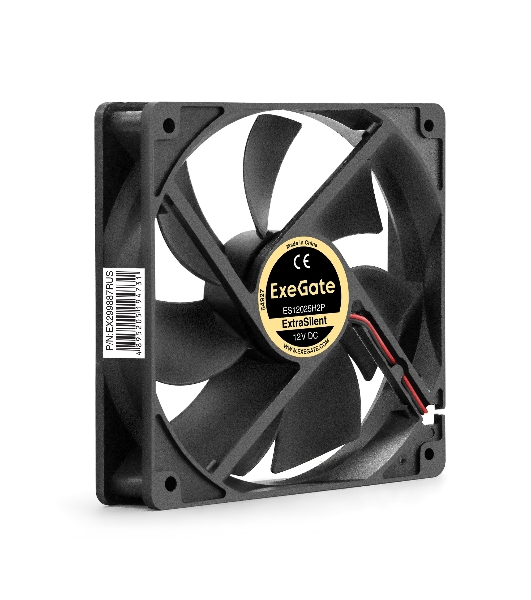 Вентилятор 12В DC ExeGate ExtraSilent ES12025H2P (120x120x25 мм, Hydraulic bearing (гидродинамический), 2pin, 1300RPM, 22dBA)