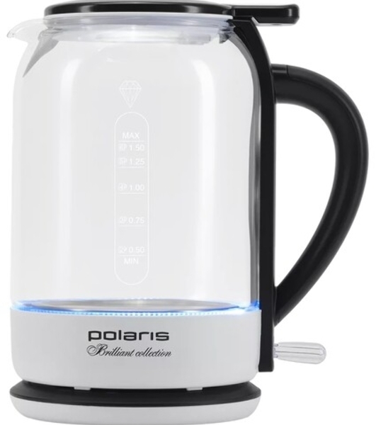 Чайник электрический Polaris PWK 1753CGL 1.7 л, 1950 Вт, белый/черный (корпус: пластик/стекло)