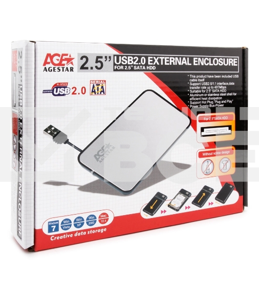 Внешний корпус для HDD AgeStar SUB2A8 SATA пластик/сталь черный 2.5