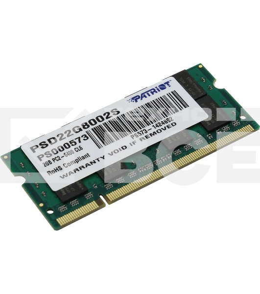 Оперативная память Patriot, DDR2, 2GB (1x2 GB), 800 MHz, CL6, SO-DIMM