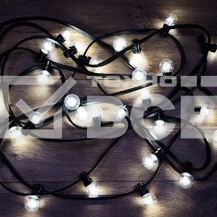 Гирлянда LED Galaxy Bulb String 10м, черный КАУЧУК, 30 ламп*6 LED БЕЛЫЕ, влагостойкая IP65