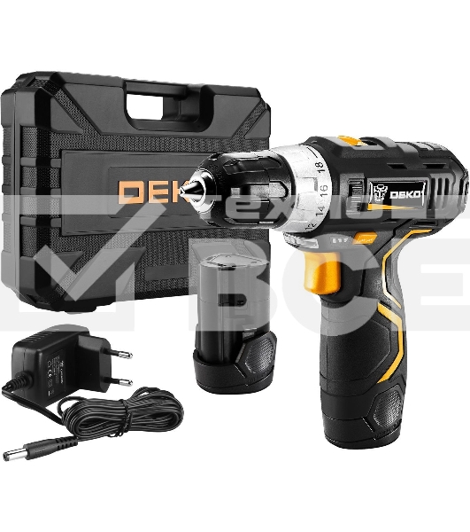 Дрель-шуруповерт Deko GCD12DU3 SET 3, 12 В, 1.5 Ач, аккумуляторная