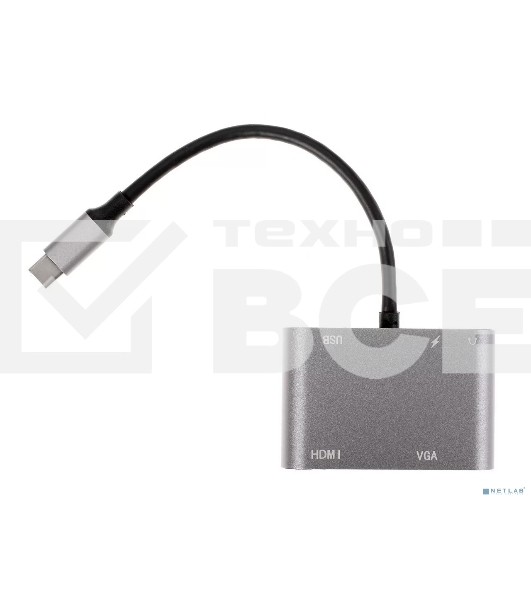 Адаптер USB Type-Cm-->VGA, HDMI 4k*30Hz, USB3.0, PD, Audio,iOpen (Aopen/Qust/VCOM)<ACU4511>