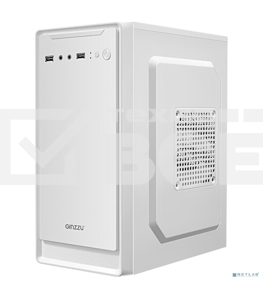 Компьютерный корпус MiniTower Ginzzu B185 White mATX,2xUSB2.0, белый,w/o PSU, w/o fan (Ginzzu B185)