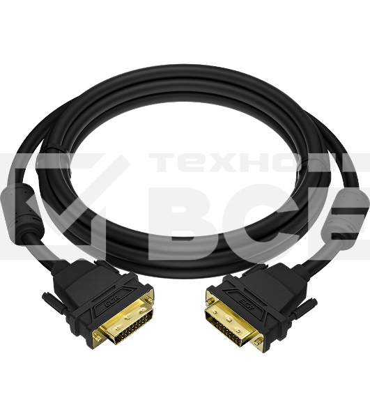 Кабель GCR PROF 1.0m DVI-D, черный, GOLD, ферритовые кольца, OD 8.5mm, 28 AWG, DVI/DVI, 25M/25M, двойной экран, GCR-54237