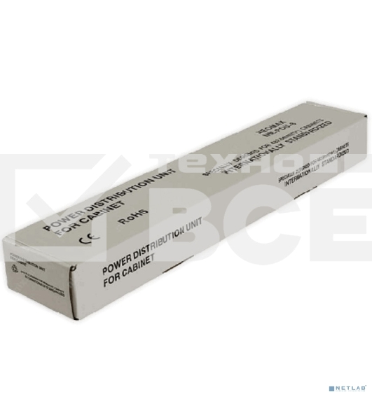 NEOMAX Блок евророзеток для 19'шкафов, горизонтальный, 8 розеток, 16 A, выключатель, шнур 2м, алюминиевый корпус