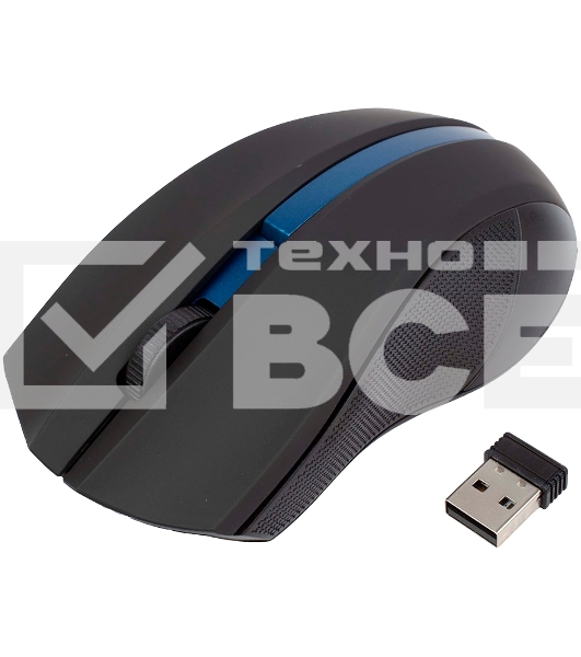 Мышь беспроводная HIPER HOMW-074 черный/синий, 1000 dpi, радиоканал, USB, кнопки - 3