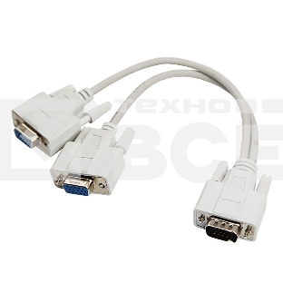 Переходник штекер VGA - 2 гнезда VGA, провод Rexant