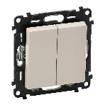 Механизм выключателя 2-кл. СП Valena Life 10А IP20 250В с лицевой панелью; безвинтовые зажимы сл. кость Leg 752505, фото 1