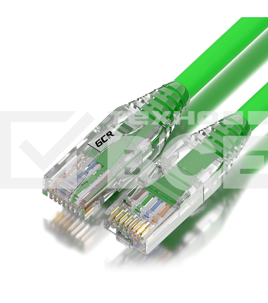 Патч-корд GCR 0.5m LSZH UTP кат.5e, зеленый, коннектор ABS, 24 AWG, ethernet high speed 1 Гбит/с, RJ45, T568B, GCR-52620
