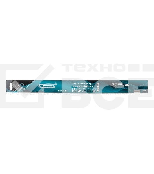 Пильное полотно для прецизионного стусла Gross 'PIRANHA', 550 мм, зуб 2D, каленый зуб, 18 TPI