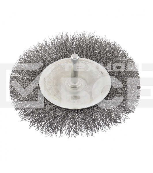 Щетка для дрели Сибртех 100 мм, плоская со шпилькой, витая проволока 0,3 мм