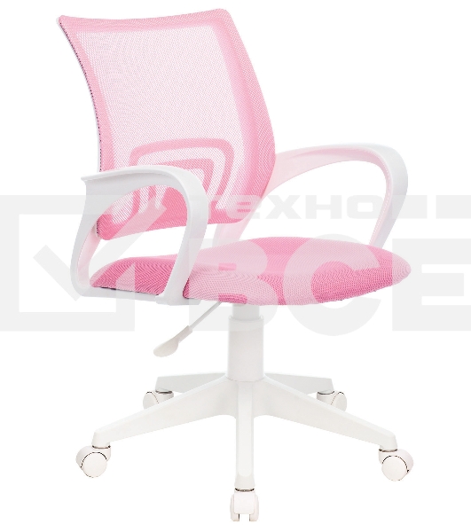 Кресло компьютерное Бюрократ CH-W695NLT TW-06A TW-13A розовый, сетка/ткань, крестовина пластик, пластик белый