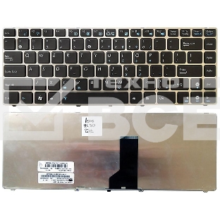 Клавиатура для ноутбука Asus UL30 K42 черная с серебристой рамкой