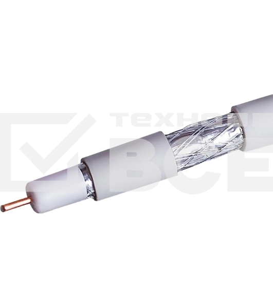 Кабель коаксиальный RG-6 CCS 1.02 (21проц.)/FPE/Al-Pet-Al Foil Unbonded/Al 64х0.12/PVC RW бел. (уп.100м) Net.On 109L