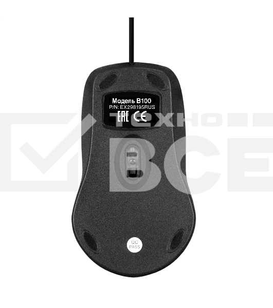 Мышь проводная ExeGate Professional Standard B100 черный, 1000 dpi, USB, кнопки - 3