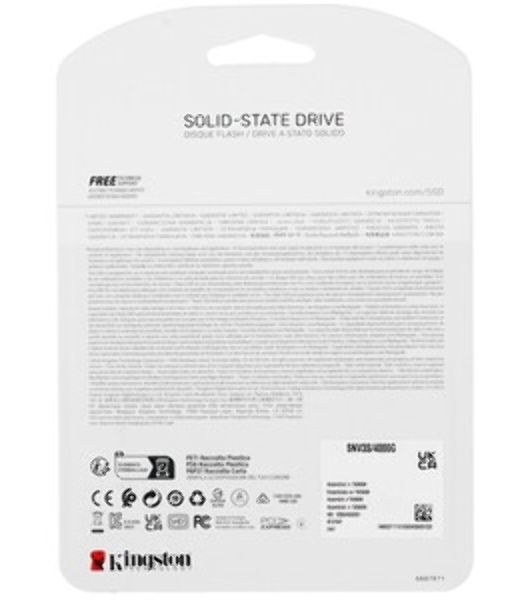 Накопитель SSD Kingston NV3, 1000Gb, M.2(22x30мм), NVMe, PCIe 4.0 x4, 3D TLC, R/W 6000/4000Mb/s, TbW 320, DWPD 0.2 (60 мес)