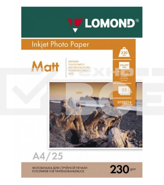 Фотобумага Lomond 0102050 A4/230г/м2/25л./белый матовое для струйной печати