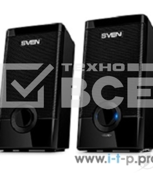 Колонки Sven 318 черный {USB-порт ПК, ноутбука или адаптер 5V DC}
