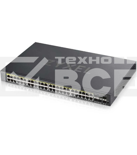 Коммутатор ZYXEL GS1920-48HPv2 Hybrid Smart switch PoE+ Zyxel Nebula Flex, 44xGE PoE+, 4xCombo (SFP/RJ-45 PoE+), 2xSFP, budget PoE 375W, Standalone / cloud management