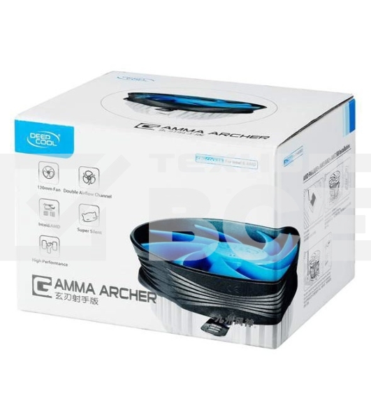 Кулер для процессора DEEPCOOL GAMMA ARCHER синий, 120 мм, алюминий, 1600 об/мин, 26.1 дБ, 3 pin, 95 Вт, 65.5 мм
