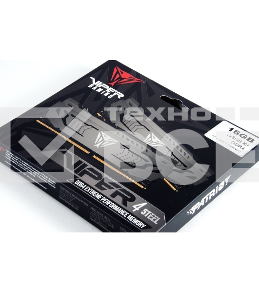 Оперативная память Patriot Viper Steel, DDR4, 16GB (2x8 GB), 3733 MHz, CL17, DIMM, радиатор, чёрный