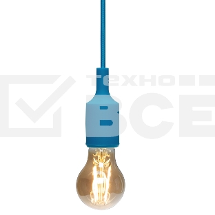 Патрон E27 силиконовый со шнуром 1 м синий Rexant