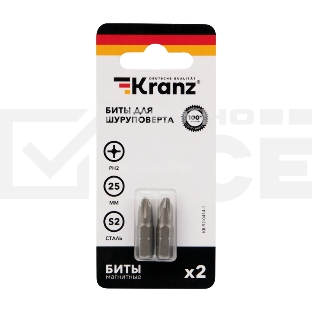 Бита для шуруповерта KRANZ PH2х25 мм (2 шт./уп.)